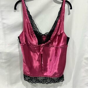 Satin & Lace Tie-Front Cami